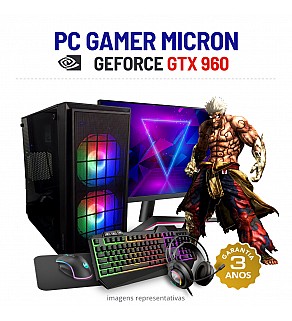 CONJUNTO GAMER MICRON GTX960 i5-4590 8GB RAM SSD+HDD COM MONITOR + ACESSORIOS