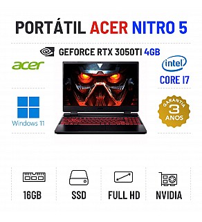 ACER NITRO 5 AN515-58-7365 | 15.6'' FULLHD 144Hz | I7-12700H | 16GB RAM | 480GB SSD | RTX3050TI 4GB
