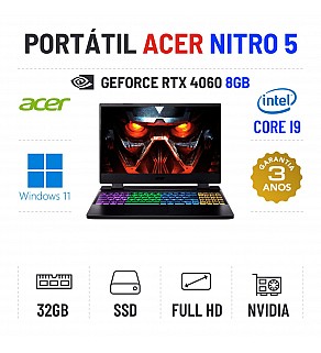 ACER NITRO 5 AN515-58-77YB | 15.6'' FULLHD 144Hz | I9-12900H | 32GB RAM | 960GB SSD | RTX4060 8GB