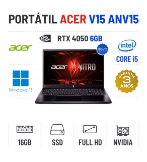 ACER NITRO V15 | 15.6'' FULLHD 144Hz | I5-13420H | 16GB RAM | 480GB SSD | RTX4050 6GB