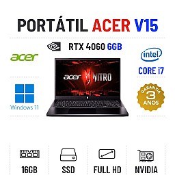 ACER NITRO V15 | 15.6'' FULLHD 144Hz | I7-13620H | 16GB RAM | 480GB SSD | RTX4060 6GB