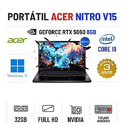 ACER NITRO V15 | 15.6'' FULLHD 165Hz | I9-13900H | 32GB RAM | 960GB SSD | RTX5060 8GB