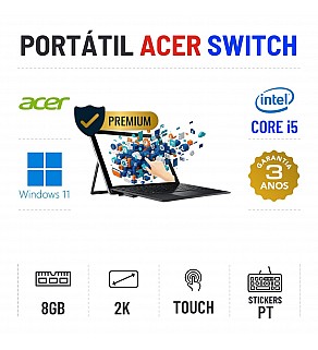 ACER SWITCH ALPHA 5 SW512-52 | 12'' TOUCH 2K | I5-7200U | 8GB RAM | 240GB SSD | OFERTA DE OFFICE 2021
