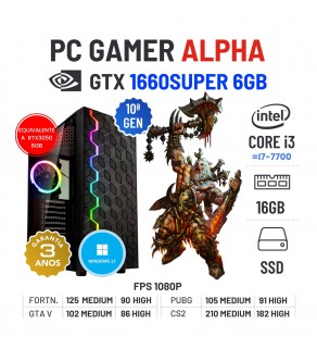 PC GAMER ALPHA NOVO | GTX1660SUPER-6GB | I3-10GEN=I7-7700 | 16GB RAM | 240GB SSD