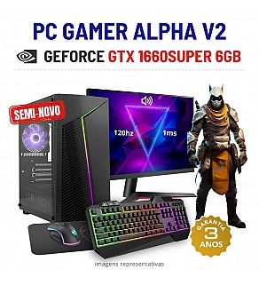 CONJUNTO GAMER ALPHA V2 SEMI-NOVO | GTX1660SUPER-6GB=RTX3050-8GB | RYZEN 3 = i7-7700K | 16GB RAM | 480GB SSD COM MONITOR + ACESSORIOS