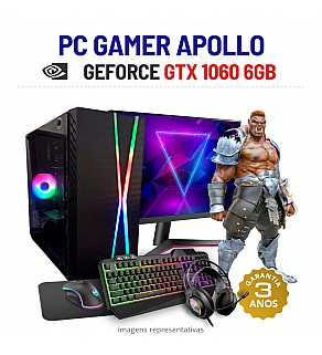 CONJUNTO GAMER APOLLO NOVO GTX1060-6GB i7-7700 16GB RAM SSD+HDD COM MONITOR + ACESSORIOS