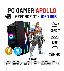 PC GAMER APOLLO NOVO GTX1060-6GB i7-7700 16GB RAM SSD+HDD