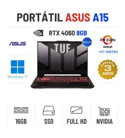 ASUS TUF GAMING A15 | 15.6'' FULLHD | RYZEN 5 7535HS | 16GB RAM | 480GB SSD | RTX4060 8GB