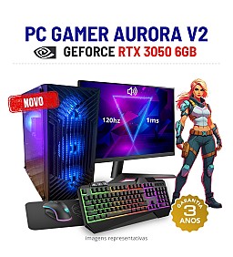CONJUNTO GAMER AURORA V2 | RTX3050-6GB | RYZEN 5 = i7-10700K | 16GB RAM | 480GB SSD COM MONITOR + ACESSORIOS