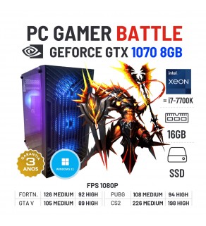 PC GAMER BATTLE | GTX1070-8GB | XEON=I7-7700K | 16GB RAM | 240GB SSD OFERTA KIT TECLADO+RATO+TAPETE