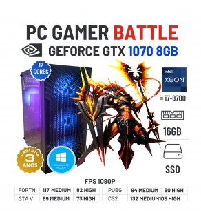 PC GAMER BATTLE | GTX1070-8GB | XEON 12 CORES SUPERIOR A I7-8700 | 16GB RAM | 240GB SSD