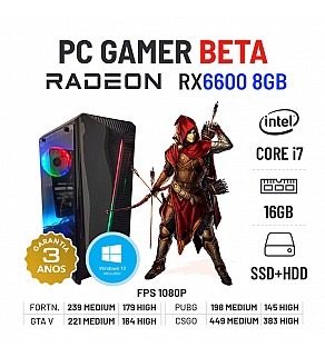 PC GAMER BETA NOVO RX6600-8GB i7-8700 16GB RAM SSD+HDD