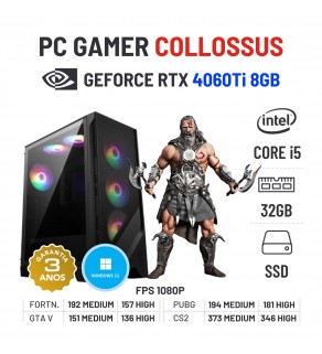 PC GAMER COLLOSSUS NOVO | RTX4060TI-8GB | i5-12400F | 32GB RAM | 960GB SSD OFERTA KIT TECLADO+RATO+TAPETE