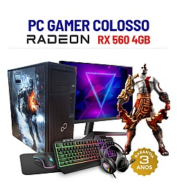 CONJUNTO GAMER COLOSSO | RX560-4GB | I5-7400 | 16GB RAM | 240GB SSD COM MONITOR + ACESSORIOS