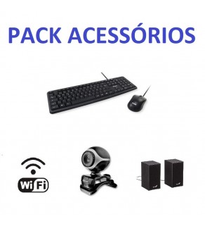 PACK ACESSÓRIOS TECLADO+RATO + COLUNAS + WEBCAM + PLACA WIFI USB