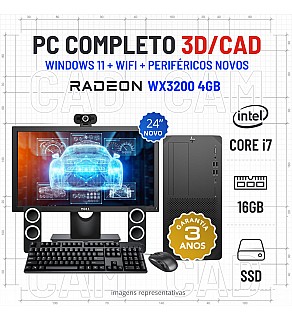 CONJUNTO 3D/CAD HP Z2 G5 TOWER | i7-10700 | 16GB RAM | 480GB SSD | WX3200-4GB COM MONITOR + ACESSORIOS