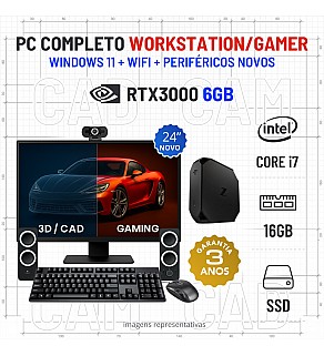 CONJUNTO WORKSTATION/GAMER HP Z2 G5 MICRO/MINI | i7-10700K | 16GB RAM | 480GB SSD | RTX3000-6GB=RTX3050-6GB COM MONITOR + ACESSORIOS