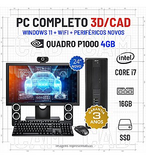 CONJUNTO 3D/CAD HP Z240 SFF | i7-6700 | 16GB RAM | 240GB SSD | QUADRO P1000-4GB COM MONITOR + ACESSORIOS