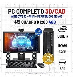 CONJUNTO 3D/CAD HP Z240 SFF | i7-6700 | 32GB RAM | 480GB SSD | QUADRO K1200 4GB COM MONITOR + ACESSORIOS
