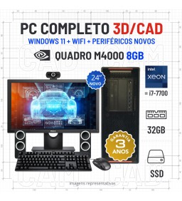 CONJUNTO 3D/CAD LENOVO P510 | XEON=i7-7700 | 32GB RAM | 960GB SSD | QUADRO M4000 8GB COM MONITOR + ACESSORIOS