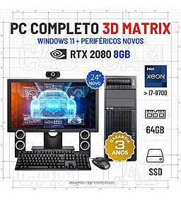 CONJUNTO 3D/CAD 3D MATRIX HP Z640 | XEON 10 CORES SUPERIOR i7-9700 | 64GB RAM | 480GB SSD | RTX2080-8GB COM MONITOR + ACESSORIOS