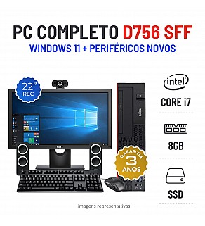 CONJUNTO FUJITSU ESPRIMO D756 SFF | i7-6700 | 8GB RAM | 240GB SSD COM MONITOR + ACESSORIOS