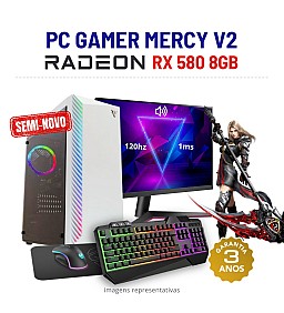 CONJUNTO GAMER MERCY V2 SEMI-NOVO | RX580-8GB | RYZEN 5 = i7-10700F | 16GB RAM | SSD+HDD COM MONITOR + ACESSORIOS CONJUNTO GAMER MERCY V2 SEMI-NOVO | RX580-8GB | RYZEN 5 = i7-10700F | 16GB RAM | SSD+HDD COM MONITOR + ACESSORIOS