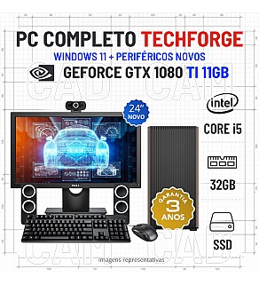 CONJUNTO WORKSTATION TECHFORGE | i5-12400F | 32GB RAM | 960GB SSD | GTX1080Ti-11GB | COM MONITOR + ACESSORIOS CONJUNTO WORKSTATION TECHFORGE | i5-12400F | 32GB RAM | 960GB SSD | GTX1080Ti-11GB | COM MONITOR + ACESSORIOS