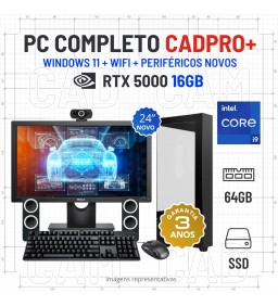 CONJUNTO 3D/CAD CADPRO+ | i9-12900KF | 64GB RAM | 960GB SSD | RTX5000-16GB COM MONITOR + ACESSORIOS