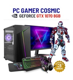 CONJUNTO GAMER COSMIC | GTX1070-8GB | I3-10GEN=I7-7700 | 16GB RAM | 240GB SSD COM MONITOR + ACESSORIOS