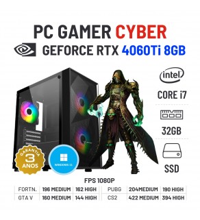 PC GAMER CYBER NOVO | RTX4060Ti-8GB | i7-12700K | 32GB RAM | 960GB SSD OFERTA KIT TECLADO+RATO+TAPETE