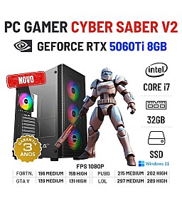 PC GAMER CYBER SABER V2 NOVO | RTX5060Ti-8GB | i7-12700KF | 32GB RAM | 960GB SSD