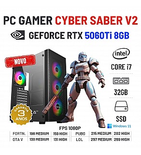 PC GAMER CYBER SABER V2 NOVO | RTX5060Ti-8GB | i7-12700KF | 32GB RAM | 960GB SSD