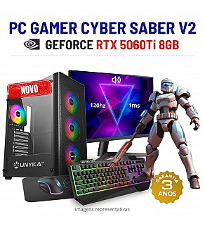CONJUNTO GAMER CYBER SABER V2 | RTX5060TI-8GB | i7-12700KF | 32GB RAM | 960GB SSD COM MONITOR + ACESSORIOS