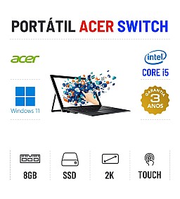 ACER SWITCH ALPHA 5 SW512-52 | 12'' TOUCH 2K | I5-7200U | 8GB RAM | 240GB SSD | OFERTA DE OFFICE 2021