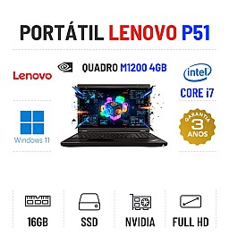 LENOVO THINKPAD P51 | 15.6" FULLHD | i7-7700HQ | 16GB RAM | 480GB SSD | QUADRO M1200 4GB
