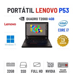 LENOVO P53 | 15.6" FULLHD | i7-9850H | 32GB RAM | 960GB SSD | T2000 4GB | TECLADO NUMÉRICO