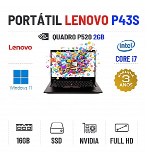 LENOVO THINKPAD P43s | 14.1" FULLHD | i7-8565U | 16GB RAM | 480GB SSD | QUADRO P520 2GB | OFERTA DE OFFICE 2021