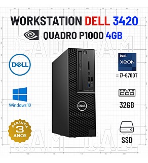WORKSTATION DELL 3420 SFF | XEON=i7-6700 | 32GB RAM | SSD+HDD | QUADRO P1000 4GB
