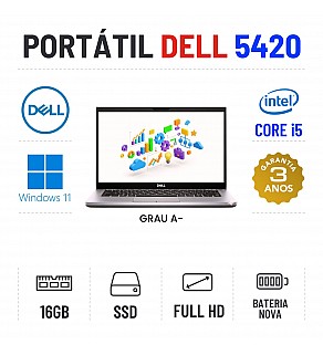 DELL LATITUDE 5420 | 14" FULLHD | i5-1135G7 | 16GB RAM | 240GB SSD | BATERIA NOVA DELL LATITUDE 5420 | 14" FULLHD | i5-1135G7 | 16GB RAM | 240GB SSD | BATERIA NOVA