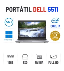 DELL LATITUDE 5511 | 15.6" FULLHD | I7-10850H | 16GB RAM | 480GB SSD | NVIDIA MX250