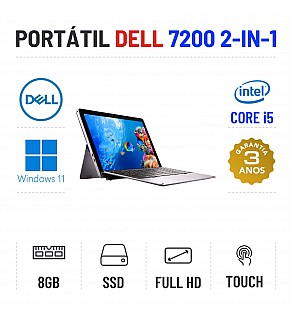 DELL LATITUDE 7200 2-IN-1 | 12" TOUCH FULLHD | i5-8365u | 8GB RAM | 240GB SSD | DESTACÁVEL