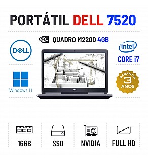 DELL PRECISION 7520 | 15.6" FULLHD | I7-6820HQ | 16GB RAM | 480GB SSD | QUADRO M2200 4GB