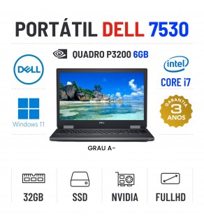 DELL PRECISION 7530 | 15.6" FULLHD | I7-8850H | 32GB RAM | 960GB SSD | QUADRO P3200 6GB