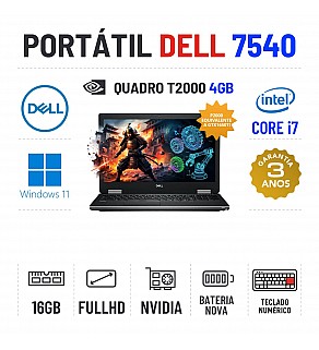 DELL PRECISION 7540 | 15.6" FULLHD | I7-9750H | 16GB RAM | 480GB SSD | QUADRO T2000 4GB = GTX1650TI | BATERIA NOVA | OFERTA DE OFFICE 2021 DELL PRECISION 7540 | 15.6" FULLHD | I7-9750H | 16GB RAM | 480GB SSD | QUADRO T2000 4GB = GTX1650TI | BATERIA NOVA | OFERTA DE OFFICE 2021