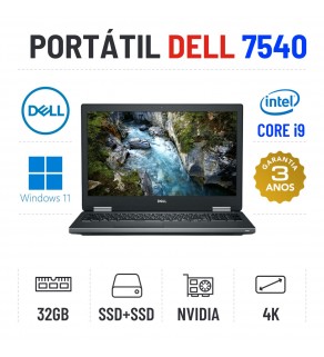 DELL PRECISION 7540 | 15.6" 4K | I9-9980HK | 32GB RAM | SSD + SSD | QUADRO T2000 4GB