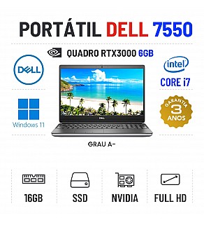 DELL PRECISION 7550 | 15.6" FULLHD | I7-10850H | 16GB RAM | 480GB SSD | QUADRO RTX3000 6GB