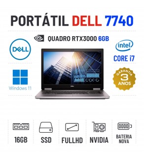 DELL PRECISION 7740 | 17" FULLHD | i7-9850H | 16GB RAM | 480GB SSD | QUADRO RTX3000 6GB | BATERIA NOVA