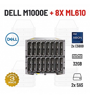DELL POWEREDGE M1000E + 8x DELL M610 2x XEON 5660 32GB RAM 2x146GB SAS 2.5"
