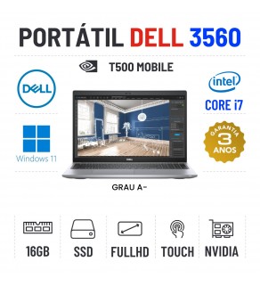 DELL PRECISION 3560 | 15.6" TOUCH FULLHD | I7-1165G7 | 16GB RAM | 480GB SSD | NVIDIA T500 MOBILE